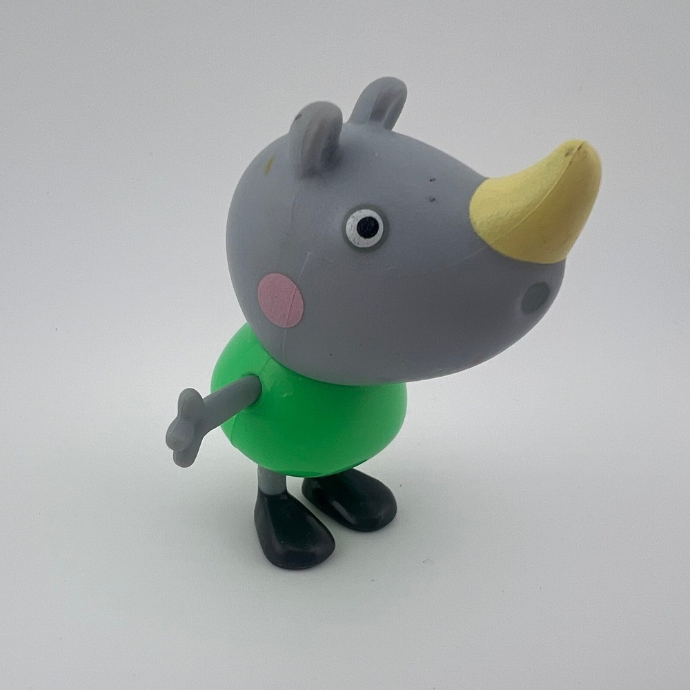 Peppa Pig Ronald Rhinoceros Figure Toy Mini Character Green Shirt